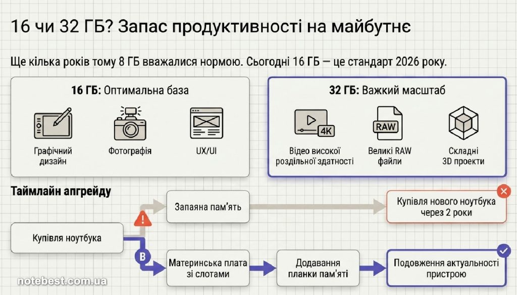 Скільки пам'яті потрібен мати ноутбук дизайнера- 16 ГБ чи 32 ГБ?